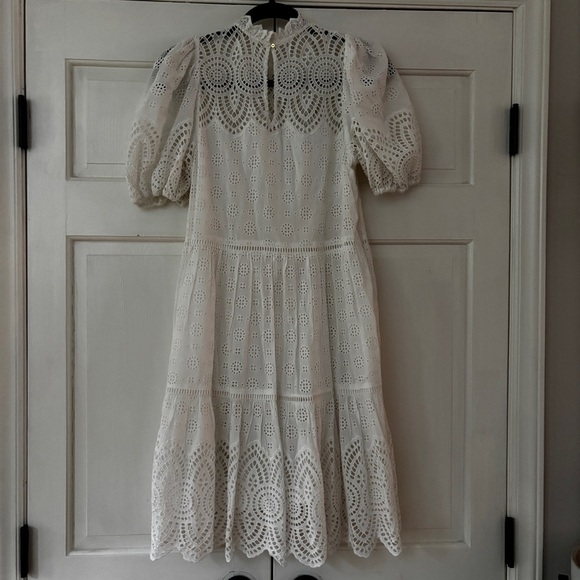 Ulla Johnson Simone Puff Sleeve Eyelet‎ Shift Dress Size 2 White Bridal Lace - Picture 9 of 16